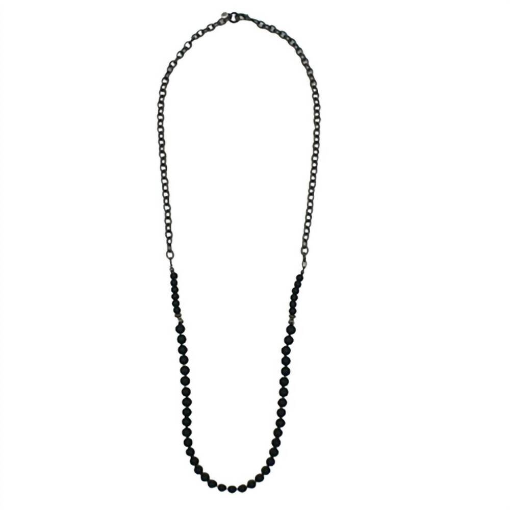 NEW LEGEND OR LIES women's metal and beaded necklace in black frost/silver